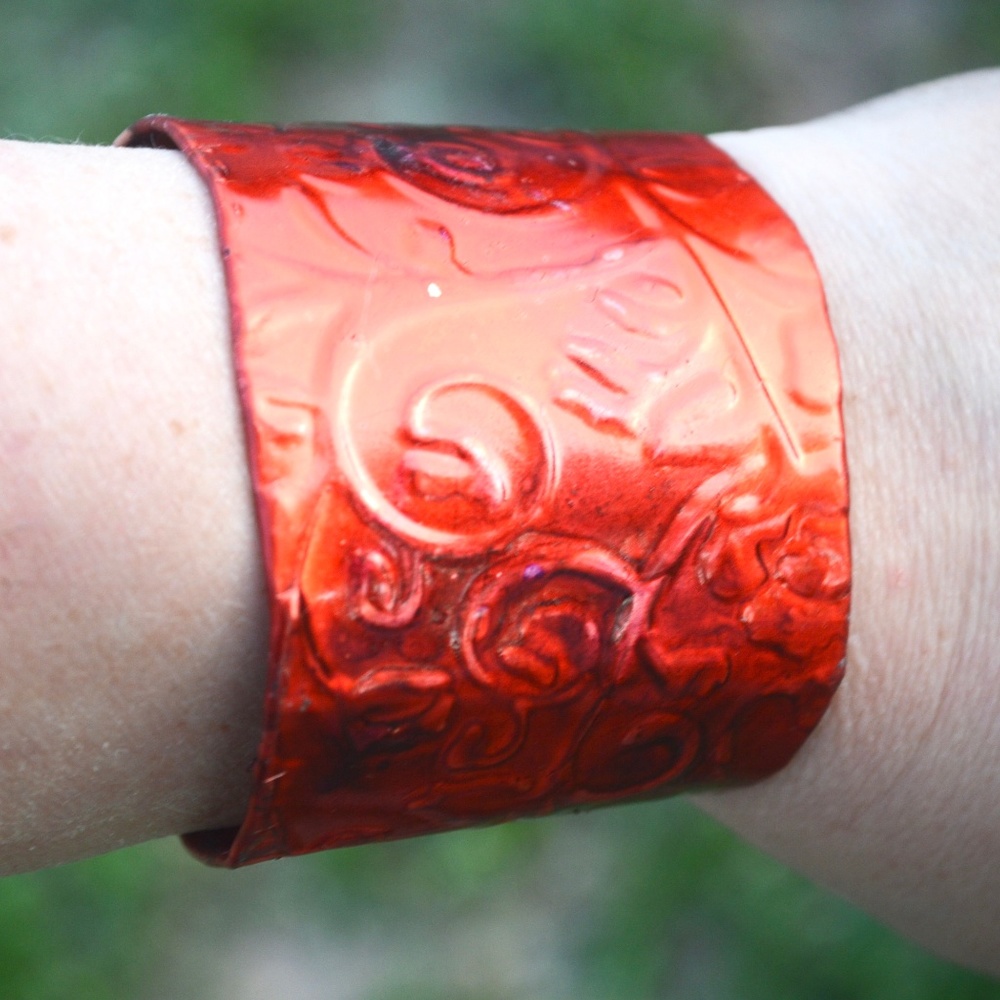 Handmade Solid Copper Cuff Bracelet Candy Apple Red Patina Boho Rustic Gift 78$